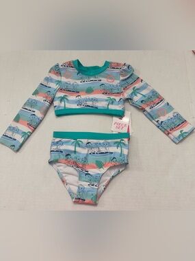 CoComelon Toddler Girl Long Sleeve Rashguard 2 Piece Swim Set, Size 3T NWT's
